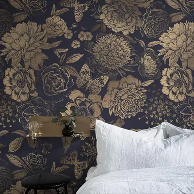 Retro Flower Pattern Wallpaper, 1 Count Removable Self-adhesive Wallpaper, Vintage Design Decorative Wallpaper for Living Roo...