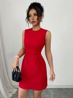 Women's Solid Color Bow Decor Tank Dress, Formal Elegant Fashion Casual Sleeveless Short Dress for Daily Outdoor Wear, Women ...