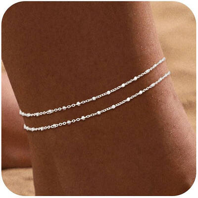 Brass Layered Satellite Chain Double Layer Anklets for Women