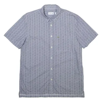 LACOSTE Mens Shirt Grey Striped M