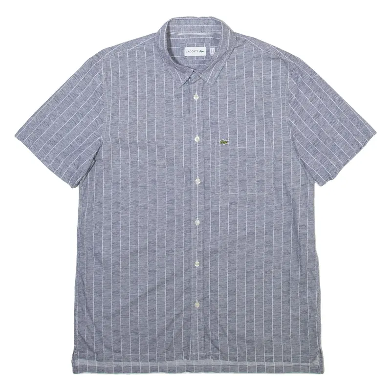 LACOSTE Mens Shirt Grey Striped M