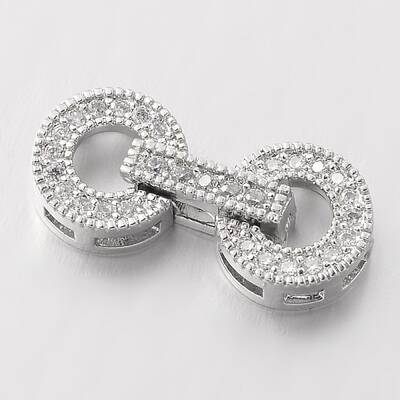 Flat Round Brass Micro Pave Cubic Zirconia Fold Over Clasps