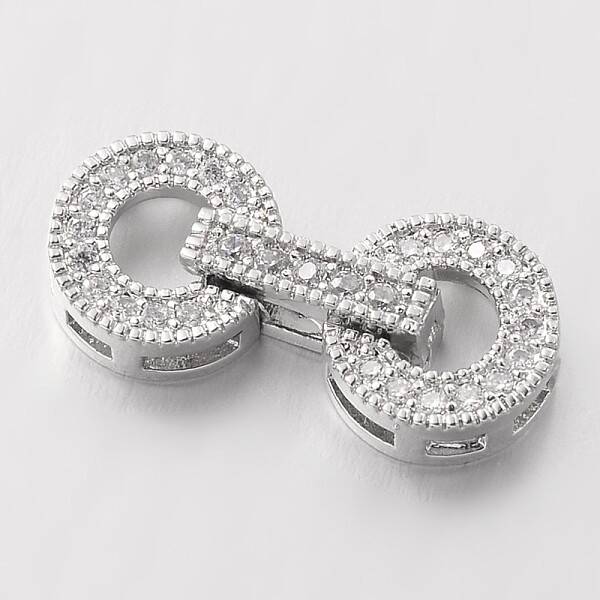 Flat Round Brass Micro Pave Cubic Zirconia Fold Over Clasps