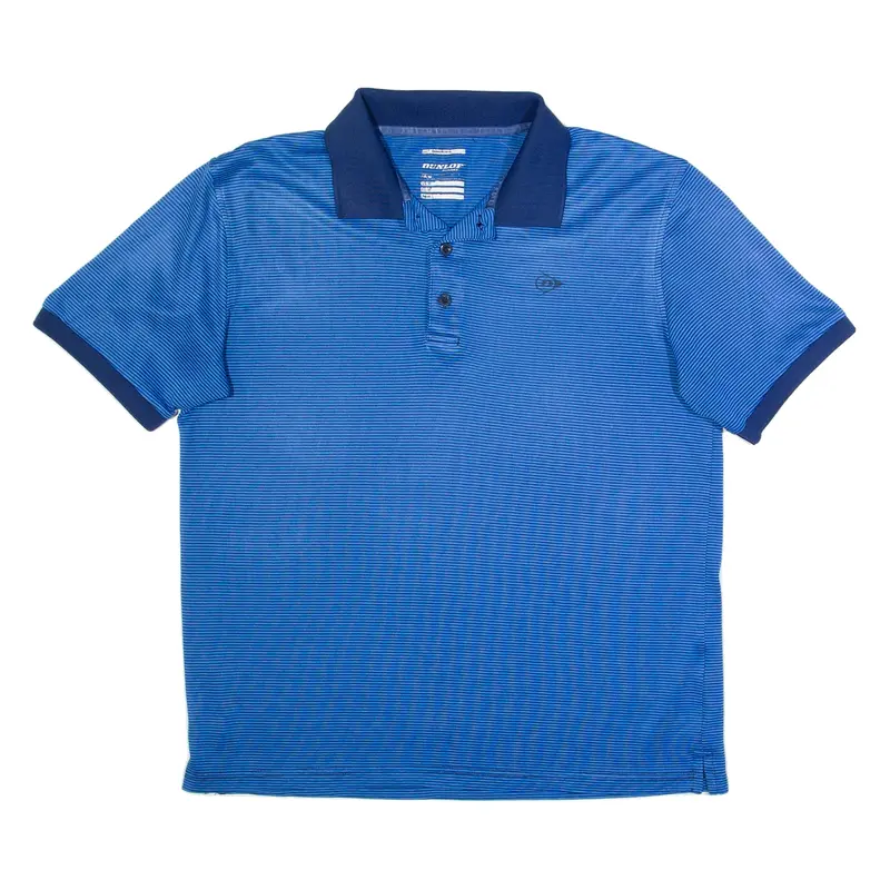 DUNLOP Mens Polo Shirt Blue Striped L