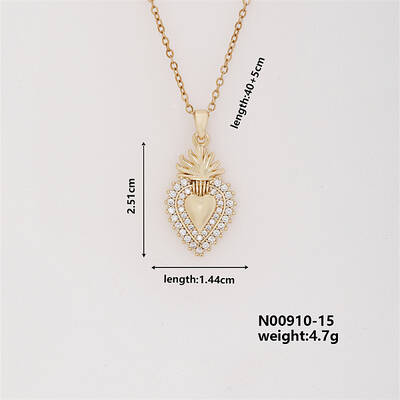 Elegan Brass Micro Pave Cubic Zirconia Heart Pendant Necklace for Women