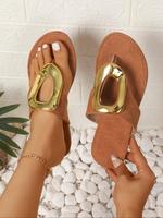 Women's Fashionable Plain Color Slides, Elegant Sandal, Beach Boho Style Sandals, Casual Comfortable Flat Sandals for Summer,...