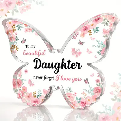 Butterfly Shaped Acrylic Ornament, Creative Decorative Acrylic Plaque, To My Daughter Letter Decorative Ornament, Home Decor...