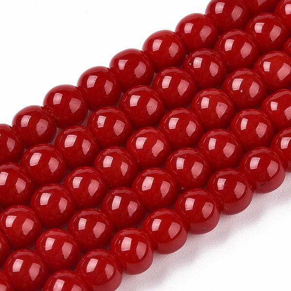 Opaque Solid Color Glass Beads Strands