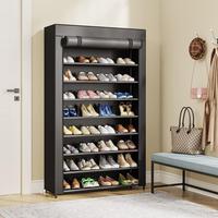 LITTLE TREE 10 Tier Shoes Rack with Cover, 50 Pair Non-Woven Shoe Storage Cabinet for Entryway Metal Organiser