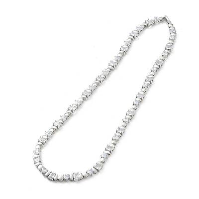 Brass Micro Pave Cubic Zirconia Chain Necklaces