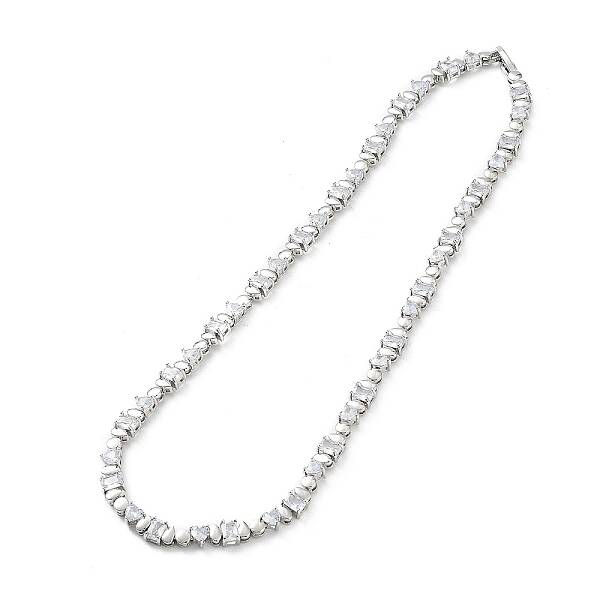 Brass Micro Pave Cubic Zirconia Chain Necklaces