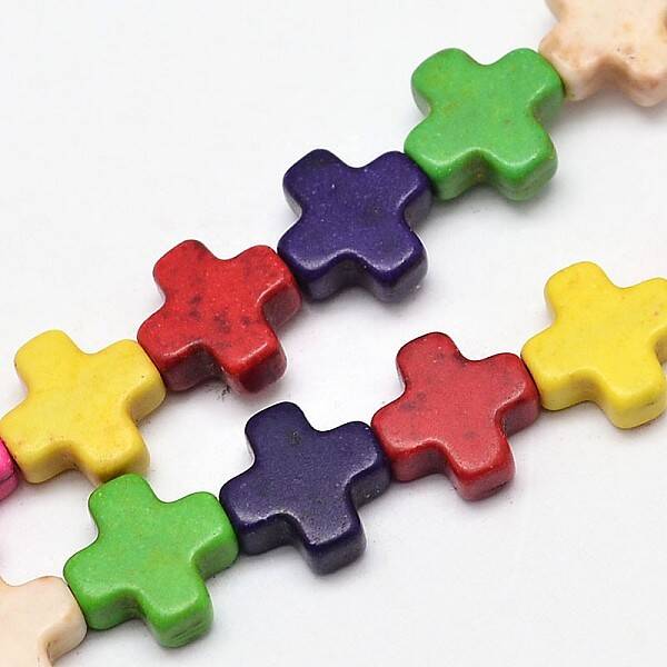 Greek Cross Synthetic Turquoise Beads Strands