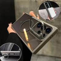 For Samsung Galaxy S25 S24 S23 Plus Ultra Shockproof Camera Ring Stand Heavy Duty Clear Case Compatible With MagSafe Cover