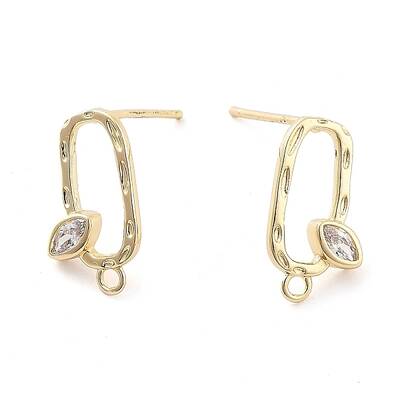 Brass Micro Pave Cubic Zirconia Stud Earring Finding