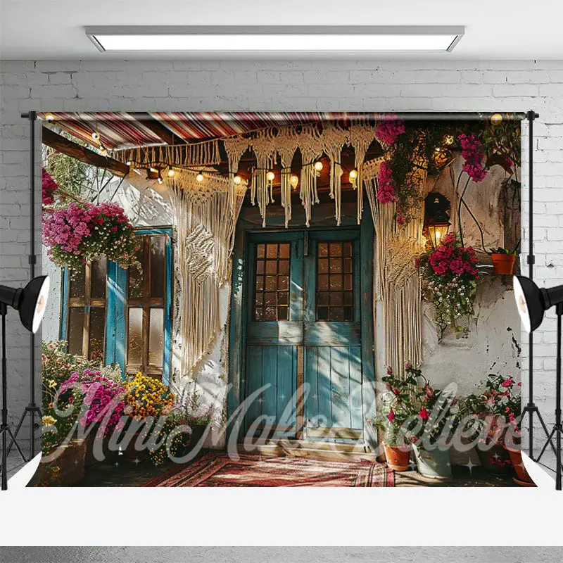 Vintage Door And Window Boho Yard Spring Backdrop - Aperturee