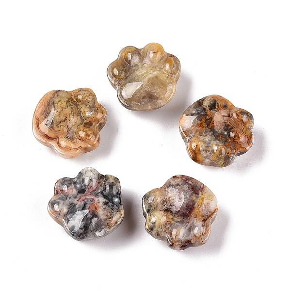 Natural Crazy Agate Cat Paw Print Figurines
