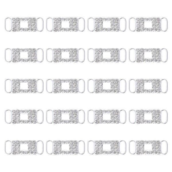 20Pcs Alloy Crystal Glass Rhinestone Connector Charms