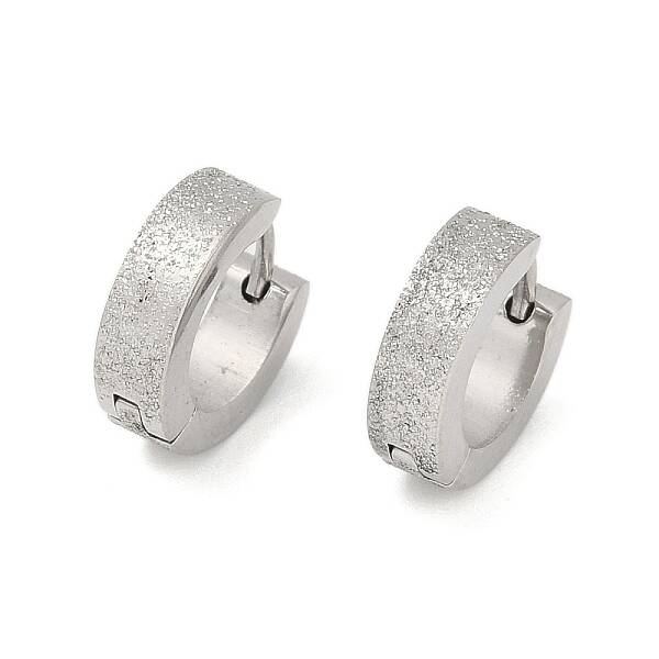 Non-Tarnish Sand Flash 304 Stainless Steel Hoop Earrings for Women
