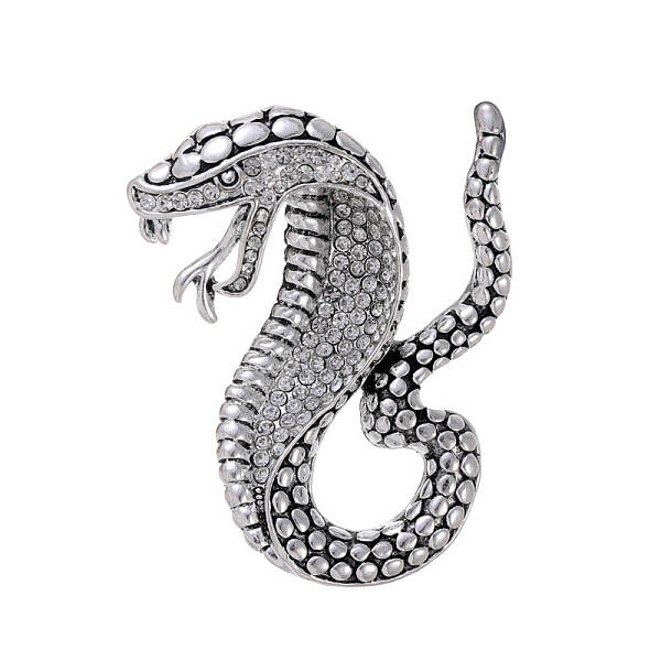 Snake Alloy Rhinestone Brooch Pin