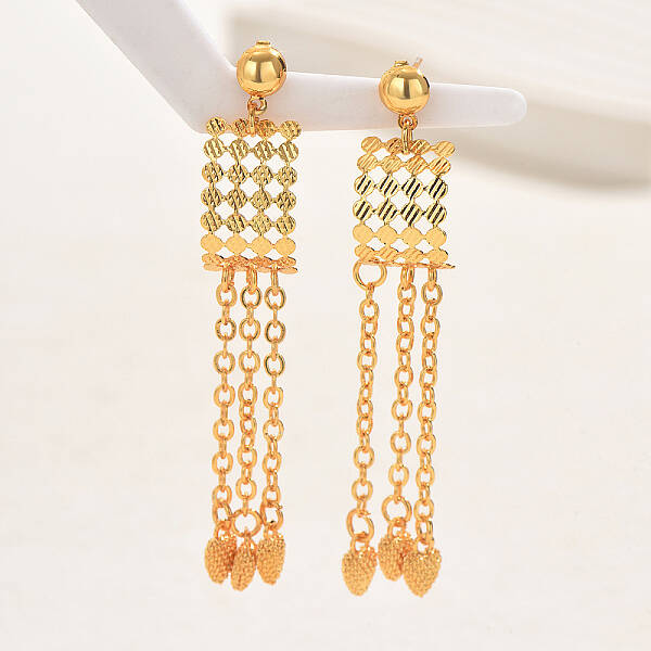 Cable Chain with Heart Tassel Dangle Earrings for Women