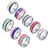 Enamel Rainbow Ring 8mm – LGBTQ+ Pride Band for Men & Women, Wedding, Party, or Daily Wear – Sizes 6-13