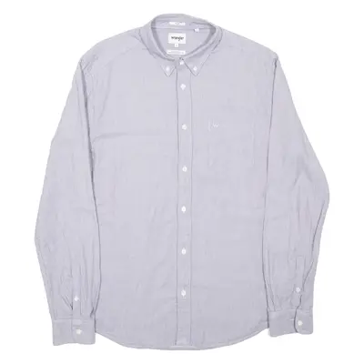 WRANGLER Slim Fit Mens Shirt Grey Striped Long Sleeve L