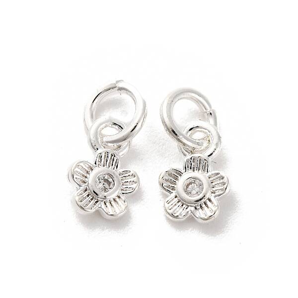 Brass Micro Pave Cubic Zirconia Charms