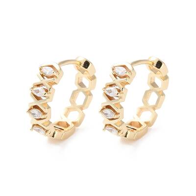 Rack Plating Brass Clear Cubic Zirconia Hoop Earrings