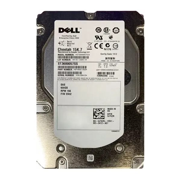J762N-RFB Dell 600GB 15000RPM SAS 6Gb/s 3.5-Inch 16MB Cache Hard Drive
