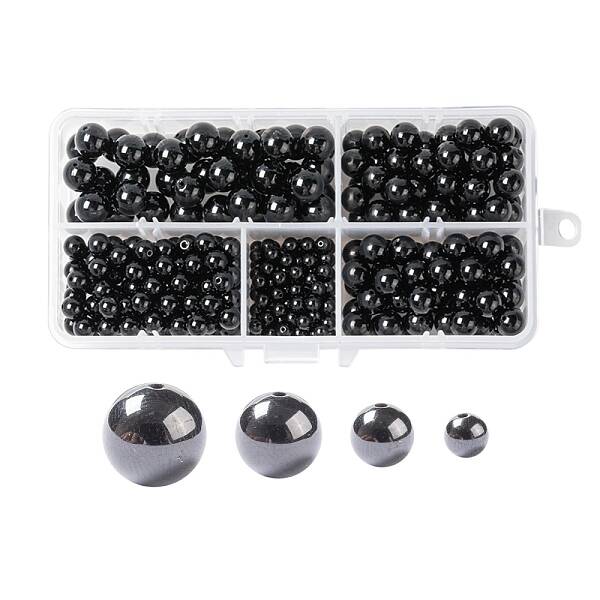 340Pcs 4 Sizes Natural Black Tourmaline Beads