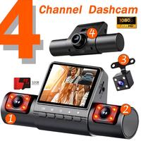 4-Channel 2'' Car 360° Dash Cam, 1080P Car DVR Video Recorder 1080P Front and 480P Left and Right Rear Night Vision Loop Rec...