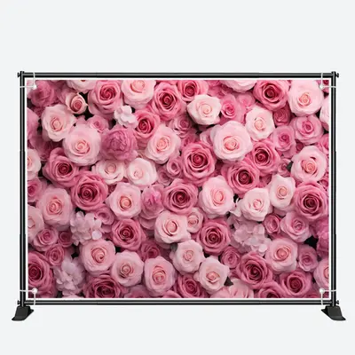Pink White Bloom Rose Backdrop For Valentines Day - Aperturee
