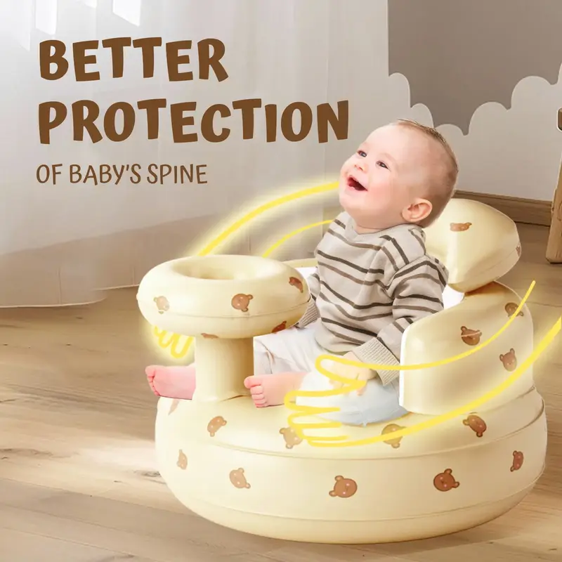 BabyBond Cozy Inflatable Baby Seat with Ventilated Base & Functional Tray, Built-in Air Pump Baby seat for Play Feeding and B...