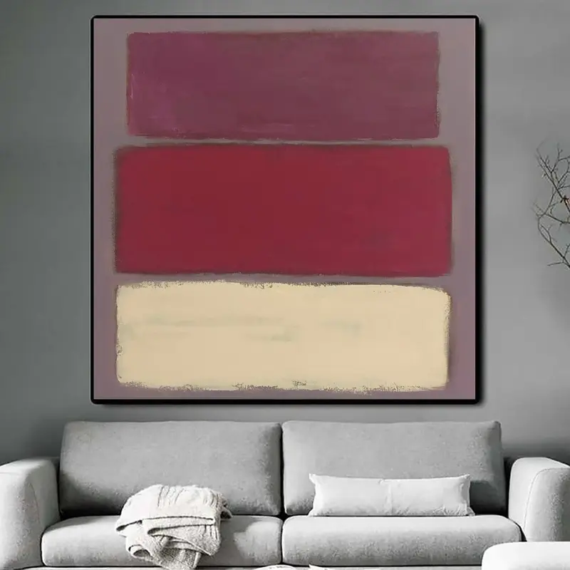 Mark Rothko Original Painting Red Art Pink Abstract Painting Modern Acrylic Rothko Style Art Wall Decor | LINES OF LIFE