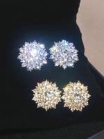 Artificial Zircon Decor Stud Earrings, Pretty Studs, Fashionable Flower Design Earrings for Women, Elegant Jewelry for Party,...
