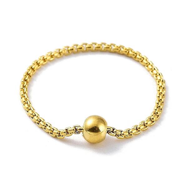 Ion Plating(IP) 304 Stainless Steel Round Beaded Finger Rings