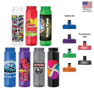 72 Custom Newport 25 oz PET Bottle with Pull Spout Lid - BPA Free ...