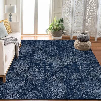 Garvee Boho Floral Bedroom Rug Non-Slip Low Pile Washable Carpet Soft Rubber Backing Foldable Small Area Rug for Bedroom Beds...