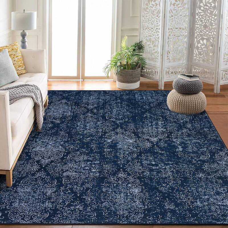 Garvee Boho Floral Bedroom Rug Non-Slip Low Pile Washable Carpet Soft Rubber Backing Foldable Small Area Rug for Bedroom Beds...