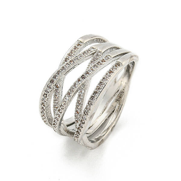 Long-Lasting Plated Brass Micro Pave Cubic Zirconia Wide Band Finger Rings