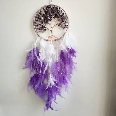 Woven Net/Web with Feather Art Pendant Decorations