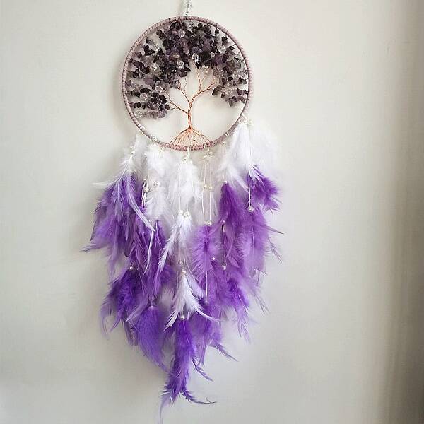Woven Net/Web with Feather Art Pendant Decorations