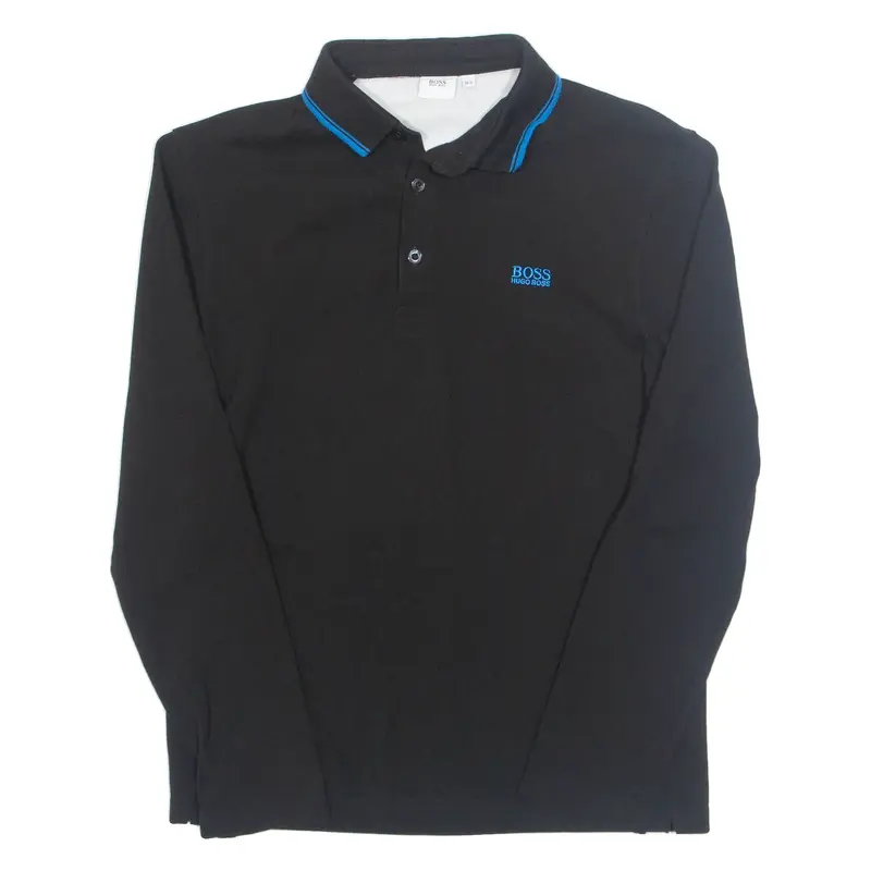 BOSS HUGO BOSS Boys Polo Shirt Black Long Sleeve 14Y