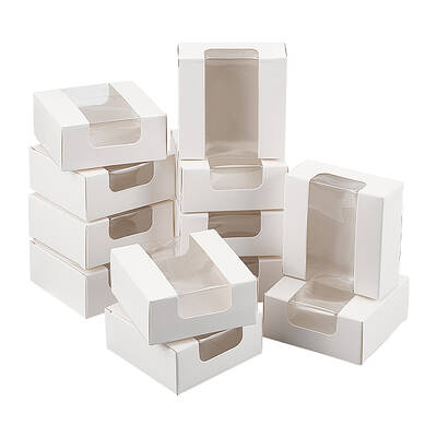 Square Paper Storage Gift Boxes with Clear Visible Window