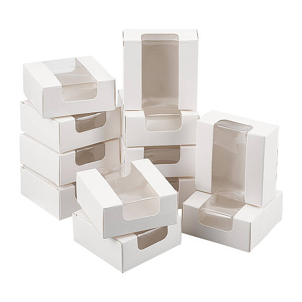 Square Paper Storage Gift Boxes with Clear Visible Window