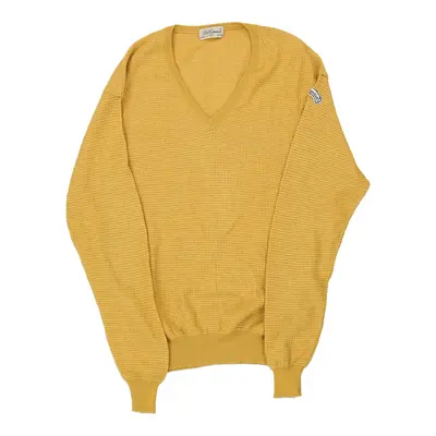 Les Copains V-neck Jumper - Medium Yellow Cotton
