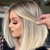 Short Straight Bob Wig with Highlight, Gorgeous Fluffy Wigs for Women, Synthetic Wigs for Party, Daily Use