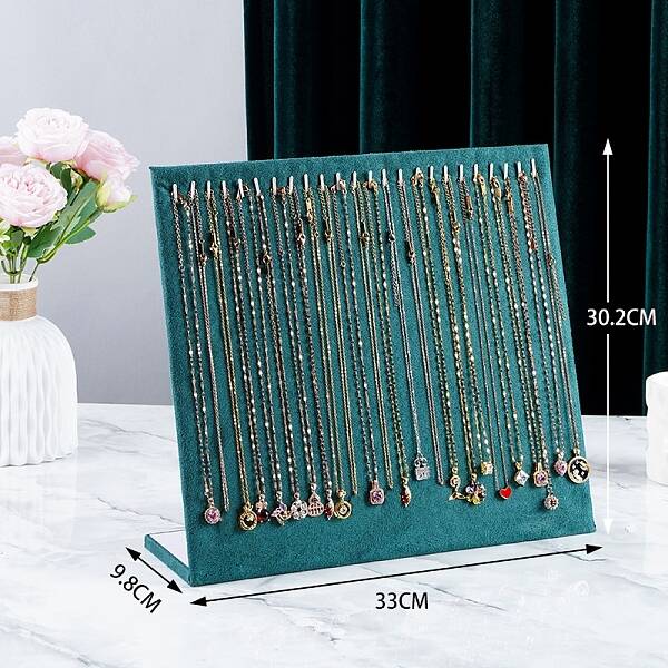 Velvet Necklace Organizer Display Stands for 24 Necklaces