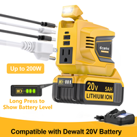 200W Power Inverter for Dewalt 20V Battery, Power Station with a 5AH Battery & a Charging Station, DC 20V to AC 110V-120V, wi...