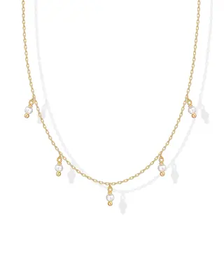 PAVOI 14K Gold Plated Chain Necklace for Women | 925 Sterling Silver Chain with 3x3mm Polished Shell Pearls